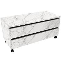 Balcão Para Gabinete De Banheiro 2 Gavetas Com Rodízios Mármore Branco - 1
