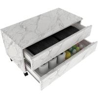 Balcão Para Gabinete De Banheiro 2 Gavetas Com Rodízios Mármore Branco - 5