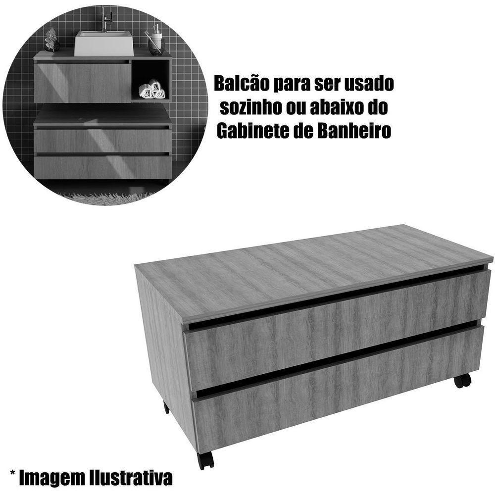 Balcão Para Gabinete De Banheiro 2 Gavetas Com Rodízios Mármore Lunar/verde Mar - 6