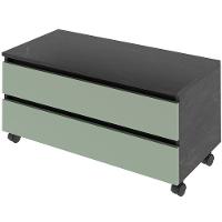 Balcão Para Gabinete De Banheiro 2 Gavetas Com Rodízios Mármore Lunar/verde Mar - 1