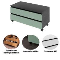 Balcão Para Gabinete De Banheiro 2 Gavetas Com Rodízios Mármore Lunar/verde Mar - 2