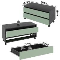 Balcão Para Gabinete De Banheiro 2 Gavetas Com Rodízios Mármore Lunar/verde Mar - 3