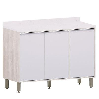 Balcão 120 Cm Para Cozinha Modulada 3 Portas Atenas Cinza Cristal