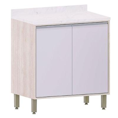 Balcão Para Cozinha Modulada 80 Cm 2 Portas Atenas Cinza Cristal
