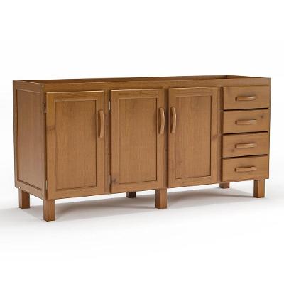 Balcão De Pia Para Cozinha 160 Cm 3 Portas 4 Gavetas Frida Imbuia Fosco