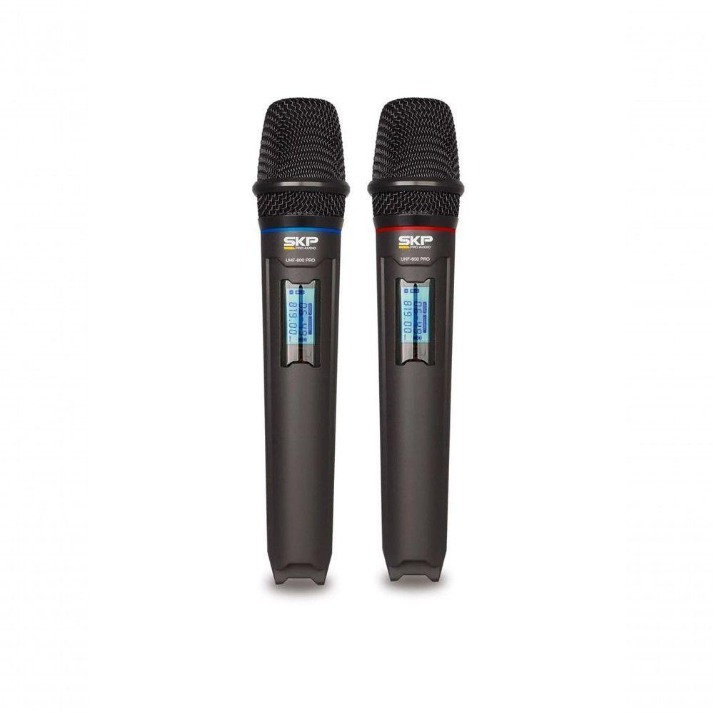 Microfone Uhf-600 Duplo De Mão Multifrequência Sem Fio Sauhf600pro - 2