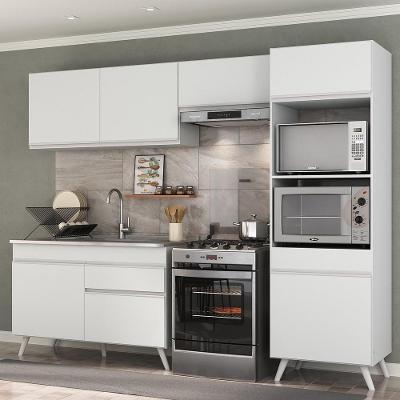 Cozinha Compacta Mp3693 7 Portas 1 Gaveta MDP 252 cm Branco com Balcão e Armário para Forno