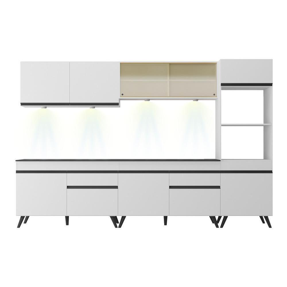 Armário De Cozinha Completa 5 Peças Com Leds Mp2014.964 Veneza Up Multimóveis Branco - 2