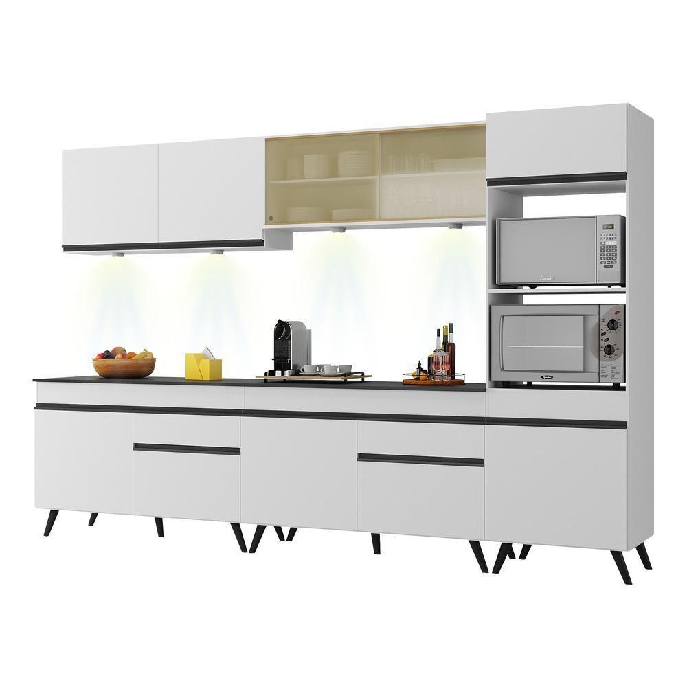 Armário De Cozinha Completa 5 Peças Com Leds Mp2014.964 Veneza Up Multimóveis Branco - 6
