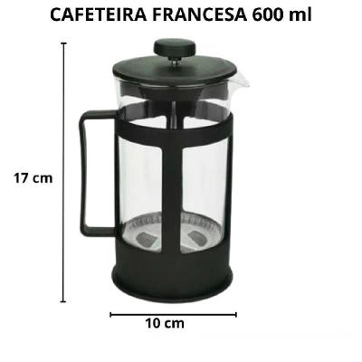 Cafeteira Francesa Prensa Grande 600ml Chaleira Em Vidro Cremeira Cafe Cha Capuccino Bule French