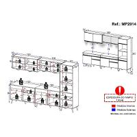 Armário De Cozinha Completa 5 Peças Com Leds Mp2014.891 Veneza Up Multimóveis Branco