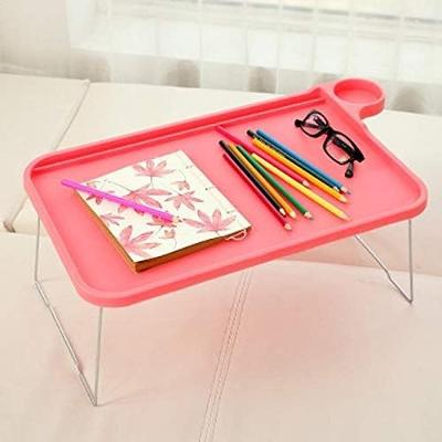 Mesa Desmontavel Notebook Com Suporte Copo Elegante Na Cor Rosa