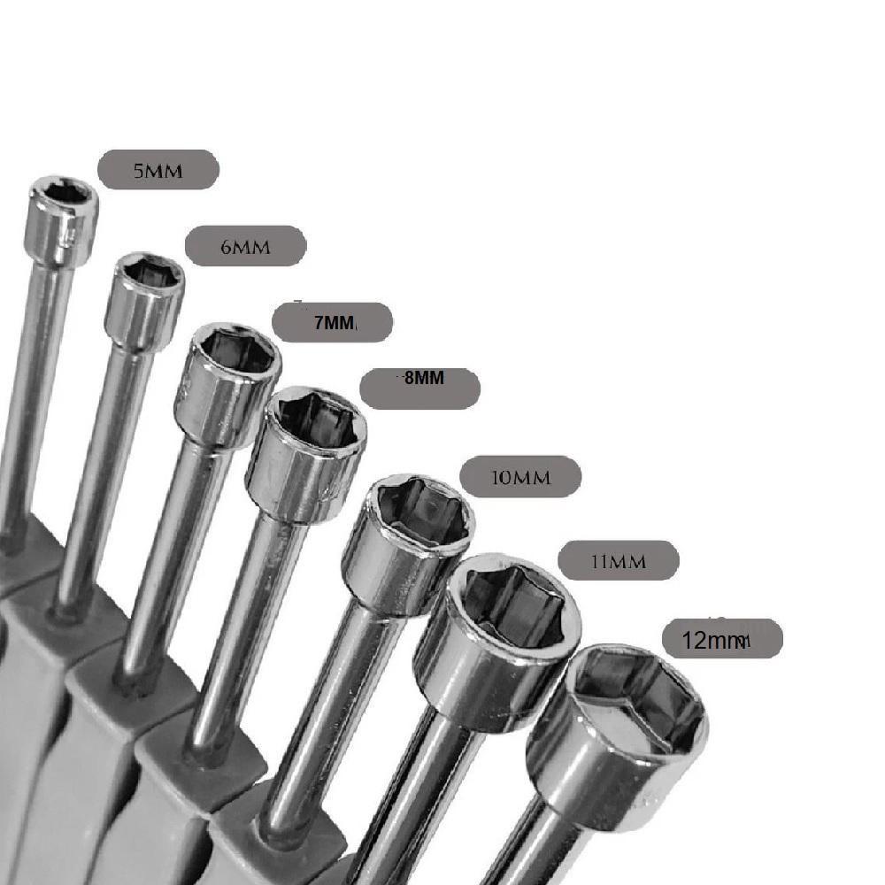 Kit Chaves Canhao Jogo 7 Peças Twsiter Vazada Profissional Aco 5 A 12mm Soquete Sextavada Fenda Pito - 2