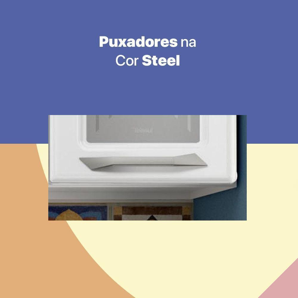 Armário De Cozinha De Aço Aéreo Triplo 105cm Rose Branco - 3