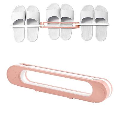 Organizador Sapatos Parede Suporte 3 Pares 6 Chinelos Pantufa Armario Guarda Roupa Rosa
