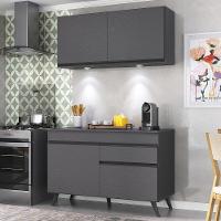 Armário De Cozinha Compacta 2 Peças Com Leds Mp2012.895 Veneza Up Multimóveis Preto - 1