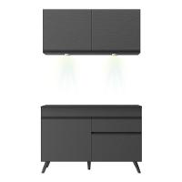 Armário De Cozinha Compacta 2 Peças Com Leds Mp2012.895 Veneza Up Multimóveis Preto - 3