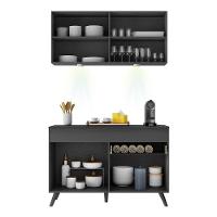 Armário De Cozinha Compacta 2 Peças Com Leds Mp2012.895 Veneza Up Multimóveis Preto