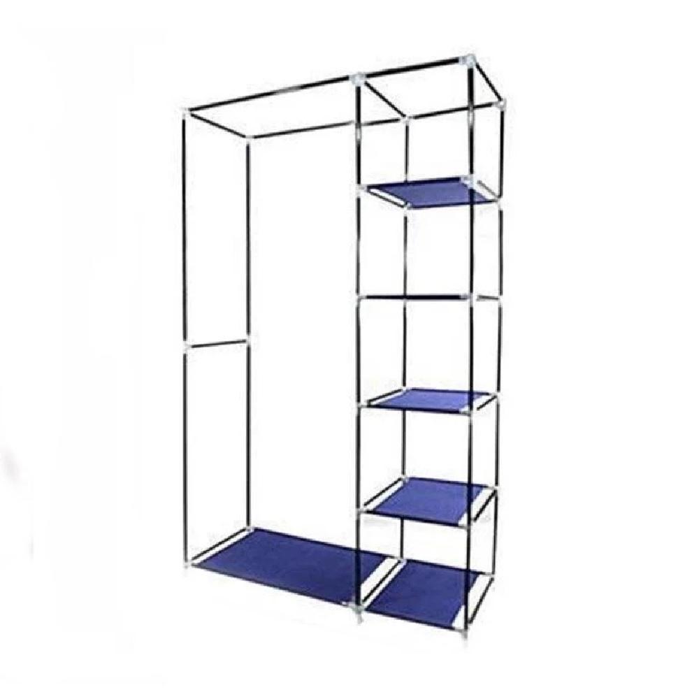 Guarda Roupa Portátil Duplo Cabideiro Arara 4 Prateleiras Sapateira Organizador Desmontável Viagem - 5