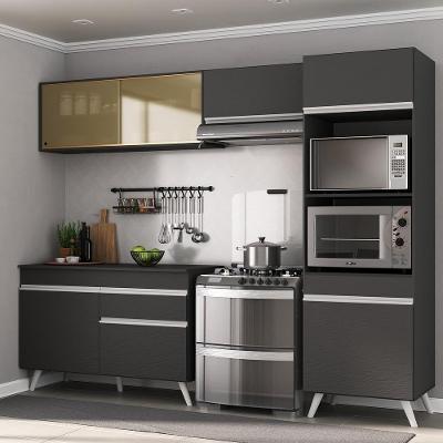 Armário de Cozinha Compacta 4 Peças Mp3692 7 Portas 1 Gaveta Mdf Preto