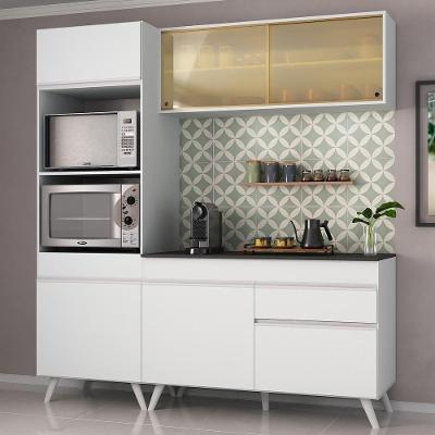 Cozinha Compacta Mp3695 6 Portas 1 Gaveta Mdf 182 cm Branco com Balcão e Armário para Forno