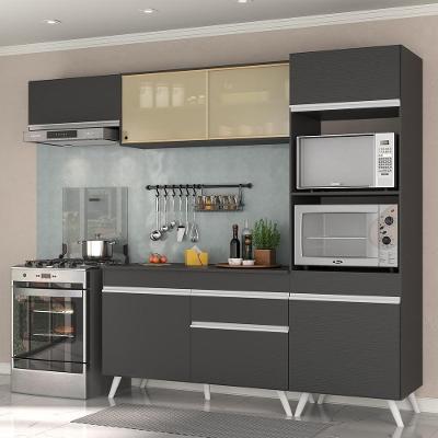 Armário de Cozinha Compacta Mp3691 7 Portas 1 Gaveta MDP 252 cm Preto