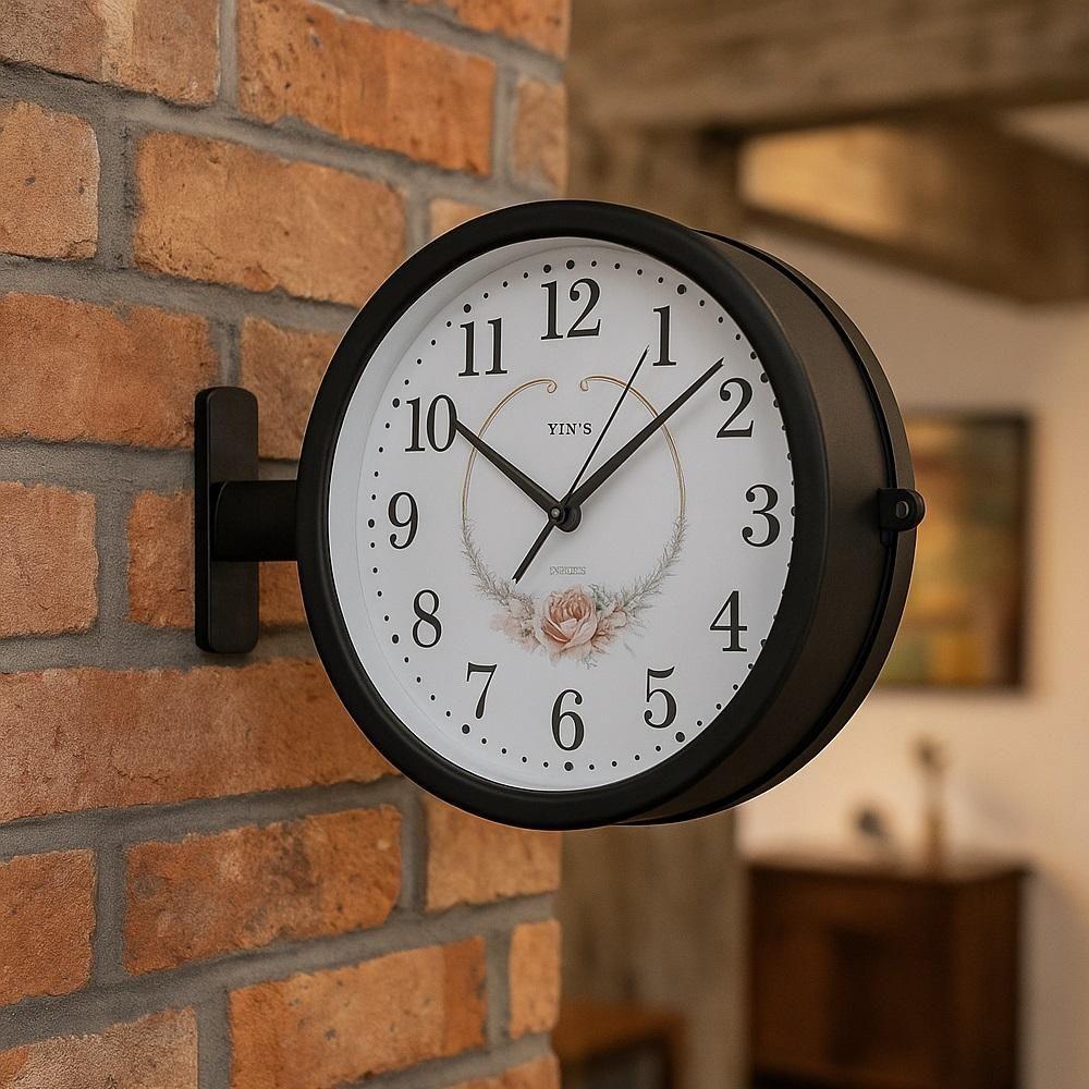 Relógio Parede Dupla Face Vintage Estação Decorativo Luxo - 5