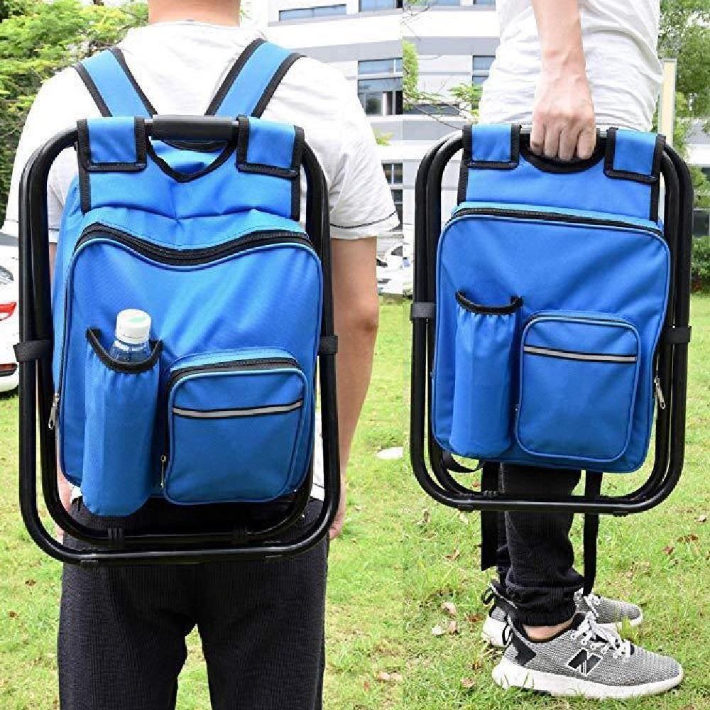 Banqueta Banco Dobrável Mochila Cadeira 2 Em 1 Bolsa Térmica Pesca Camping Praia Pesqueiro Passeio - 3