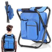Banqueta Banco Dobrável Mochila Cadeira 2 Em 1 Bolsa Térmica Pesca Camping Praia Pesqueiro Passeio - 5