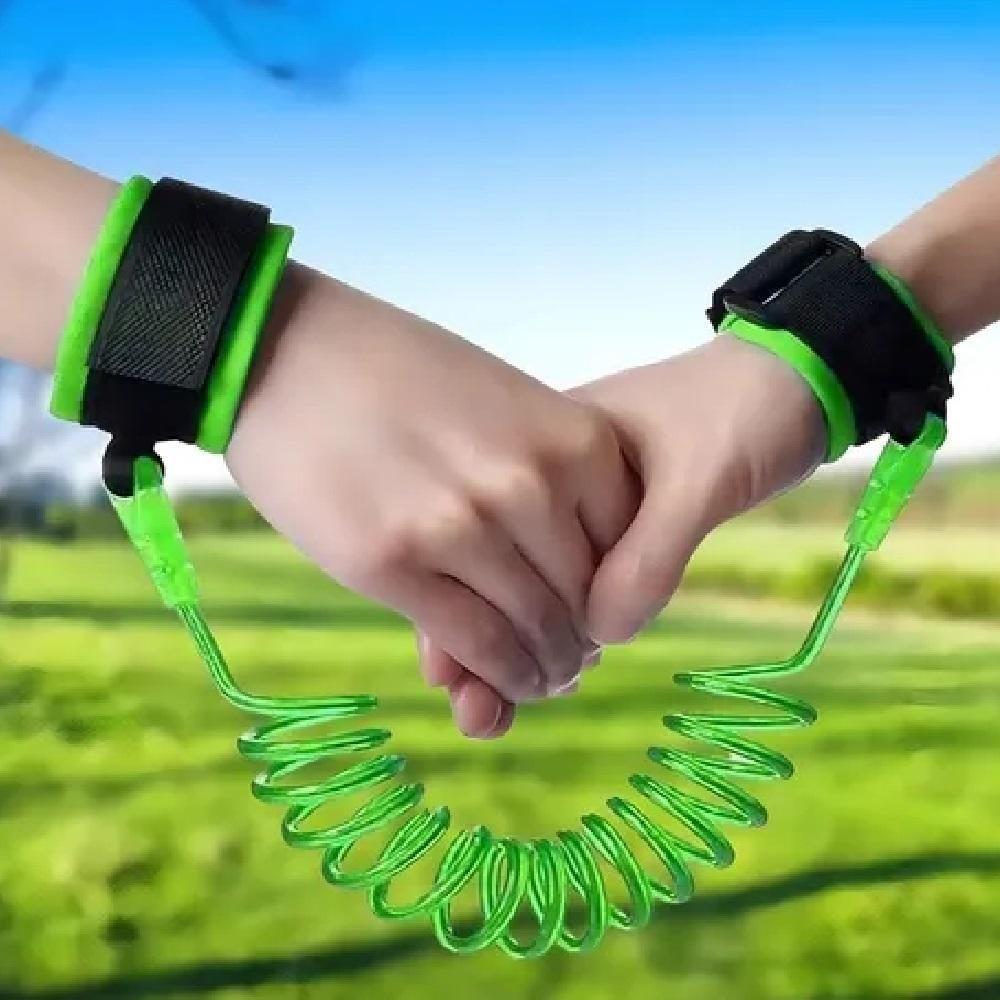Pulseira Guia Segurança Baby Criança Passeio Parque Rua Anti Perda Velcro Acolchoado Verde - 3