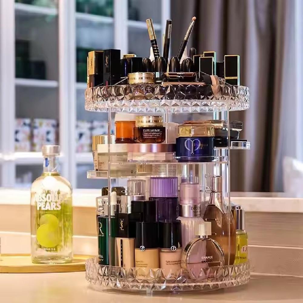 Organizador Cosmeticos Giratorio Suporte Perfumes Maquiagem Redondo Ajustavel Armazenagem 3 Andares - 3