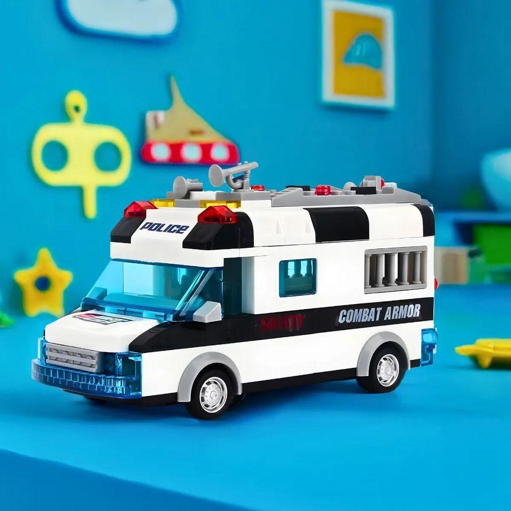 Carro Policia 77 Peças Lego Brinquedo Com Luz Som - 2