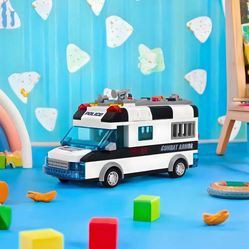 Carro Policia 77 Peças Lego Brinquedo Com Luz Som - 3