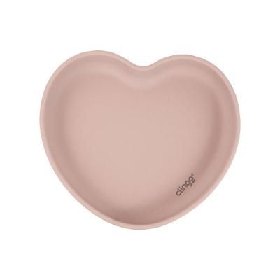 Prato Antiderrapante Em Silicone Coração Rosa Com Design Seguro Para Bebês