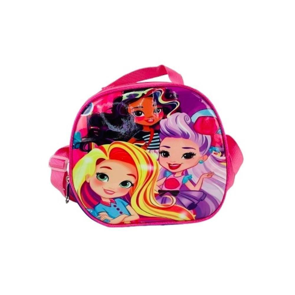 Kit Mochila Infantil Com Rodinhas Meninas Princesas Bolsa Escolar Estojo E Lancheira Térmica Rosa Carrinho Impermeavel - 3