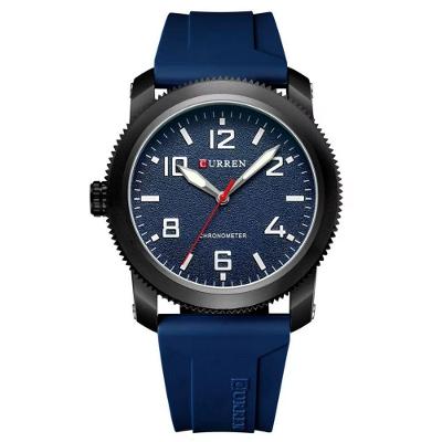 Relógio Masculino Mostrador Numerais Quartzo Pulseira De Silicone Impermeavel Azul