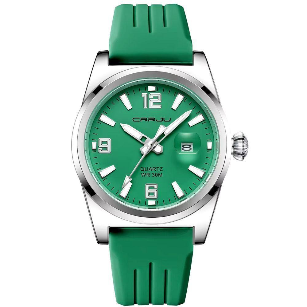 Relógio De Pulso Quartzo Esportivo À Prova Da Água Pulseira Silicone Verde - 1