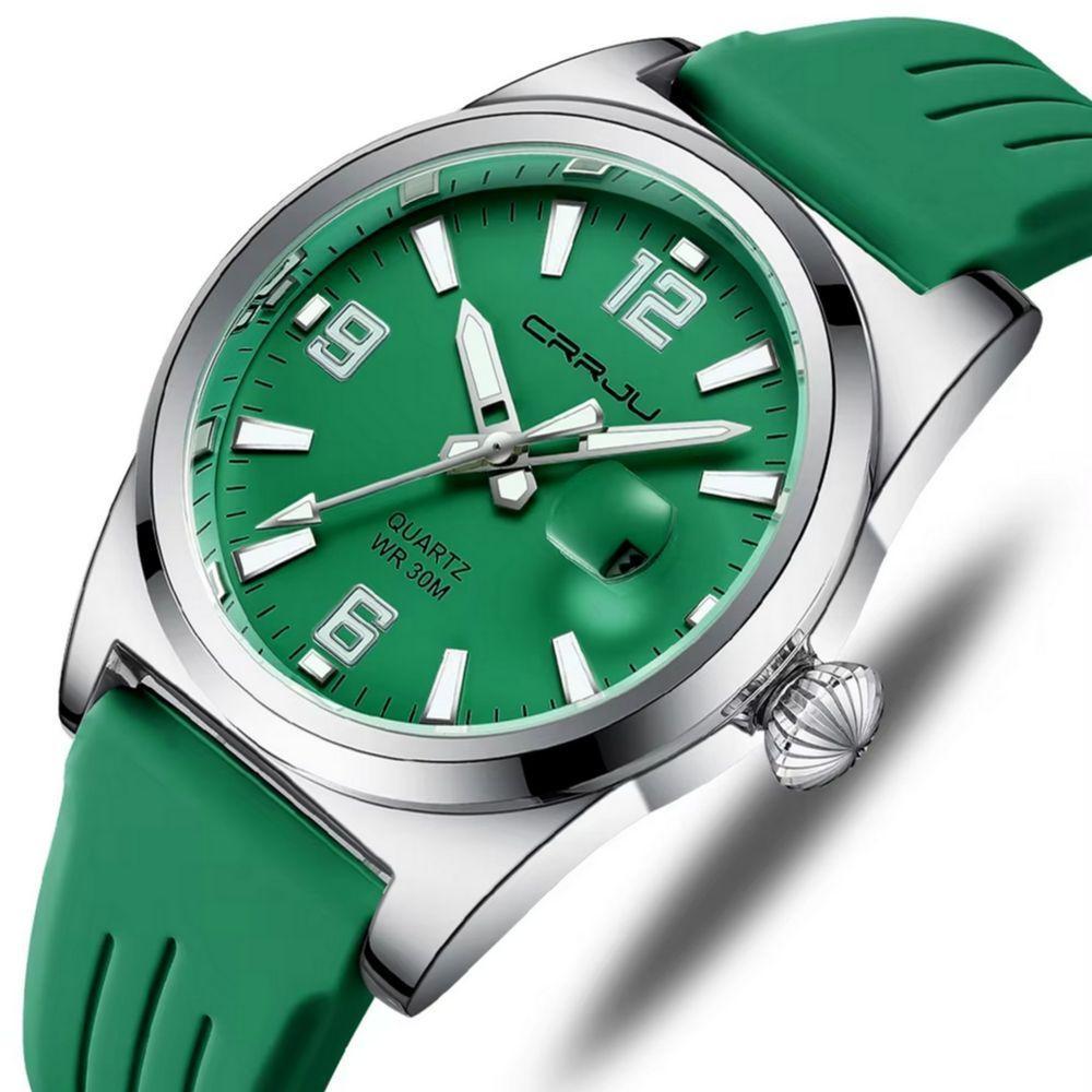 Relógio De Pulso Quartzo Esportivo À Prova Da Água Pulseira Silicone Verde - 2