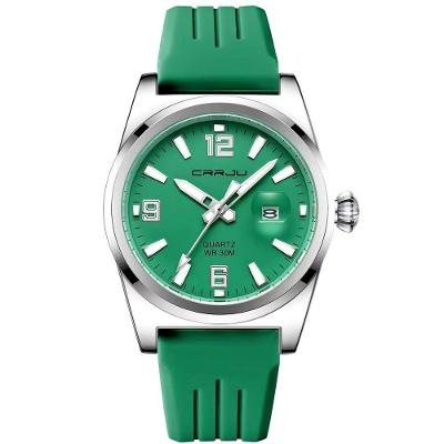 Relógio De Pulso Quartzo Esportivo À Prova Da Água Pulseira Silicone Verde