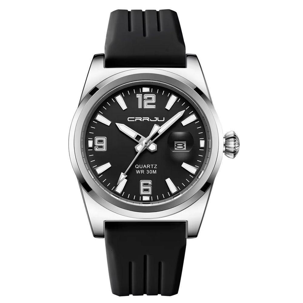 Relógio De Pulso Quartzo Esportivo À Prova Da Água Pulseira Silicone Preto - 1