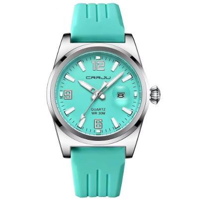Relógio De Pulso Quartzo Esportivo À Prova Da Água Pulseira Silicone Azul Claro