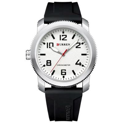Relógio Masculino Mostrador Numerais Quartzo Pulseira De Silicone Impermeavel Branco