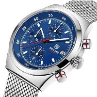 Relógio Masculino Quartzo Design Esportivo Com Cronógrafo À Prova Da Água Azul - 2