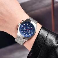 Relógio Masculino Quartzo Design Esportivo Com Cronógrafo À Prova Da Água Azul - 3