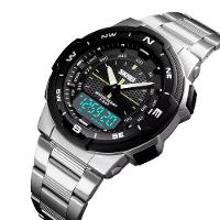 Relogio Masculino Esportivo De Quartzo Em Aço Inoxidavel À Prova Da Água Prata - 2
