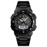 Relogio Masculino Esportivo De Quartzo Em Aço Inoxidavel À Prova Da Água Branco Preto - 1