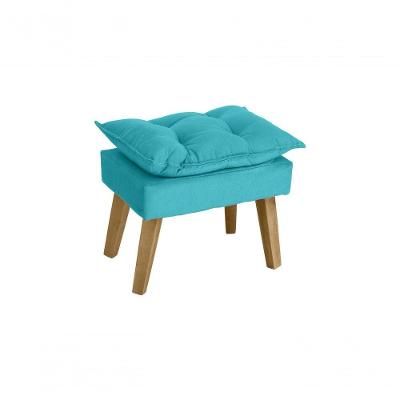Puff Banqueta Decorativa Glamour Com Pés Quadrado Azul Turquesa