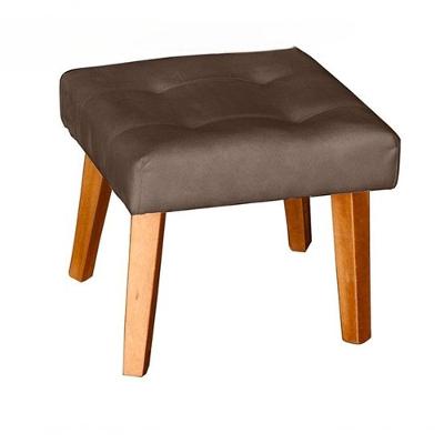 Puff Banqueta Decorativa Glamour Dubai Com Pés Quadrado Marrom
