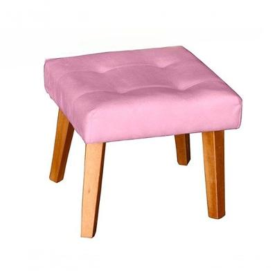 Puff Banqueta Decorativa Glamour Dubai Com Pés Quadrado Rosê