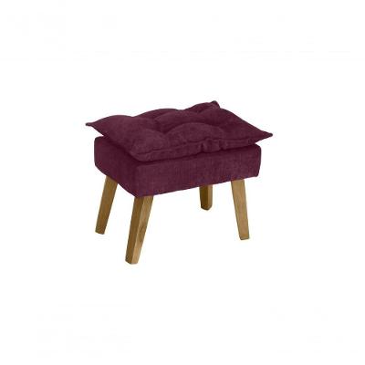 Puff Banqueta Decorativa Glamour Com Pés Quadrado Vinho Bordô